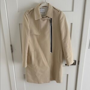 Sandro Tan Trench Coat with Zipper Detail